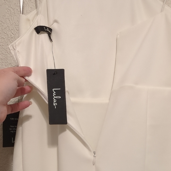 Lulu's Party for Two ivory white asymmetrical bodycon sleeveless mini dress - Picture 11 of 12